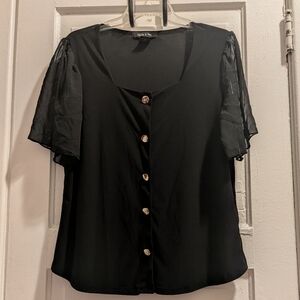 Adele & May Black Sheer Sleeve Top